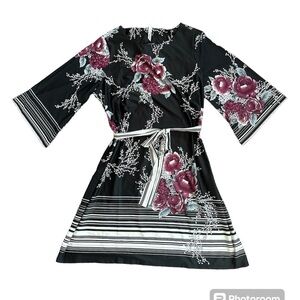 Ny Collection tie waist dress floral plus size 2X nwt Fall School Teacher plum